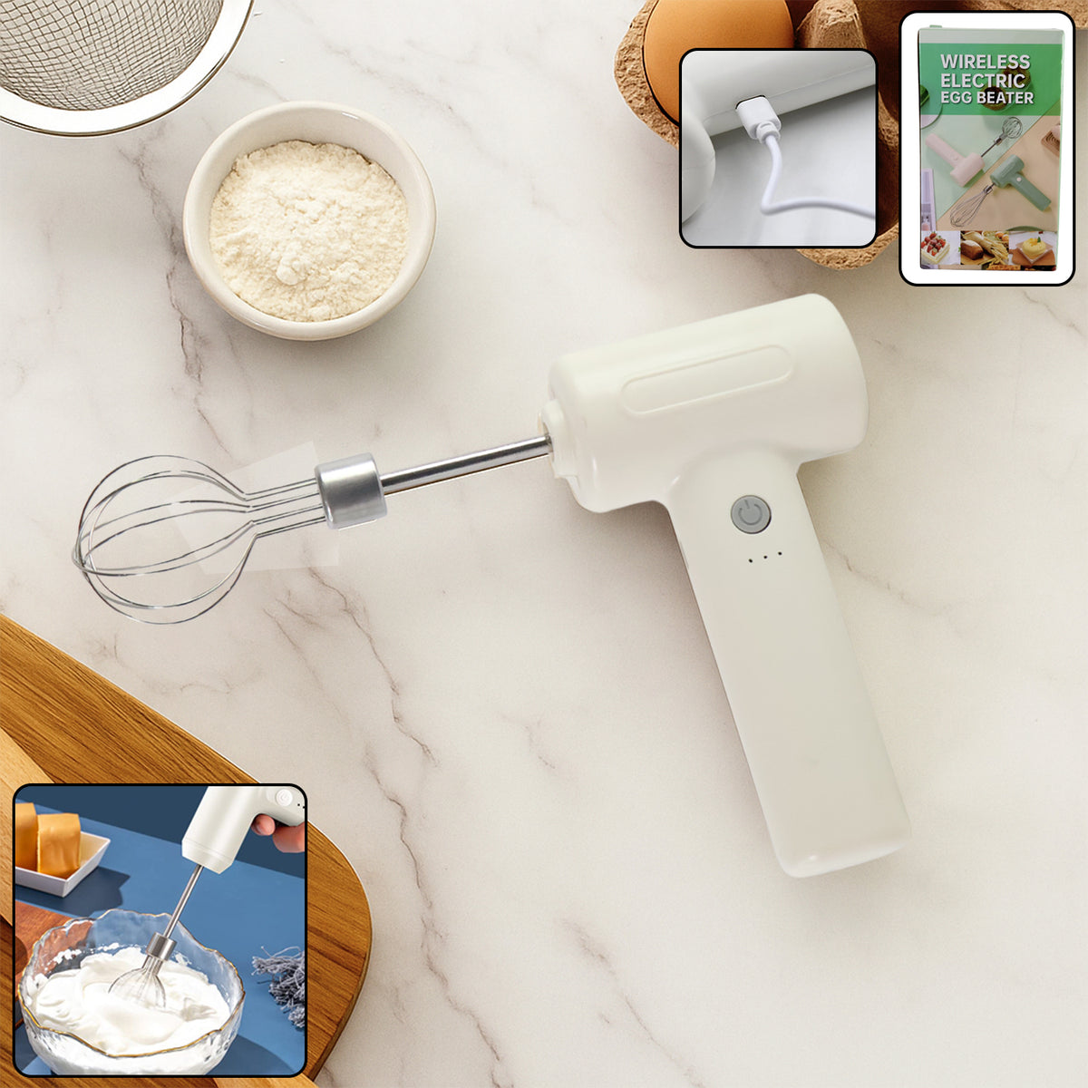 Cordless Electric Whisk Egg Beater - (1 Pc)