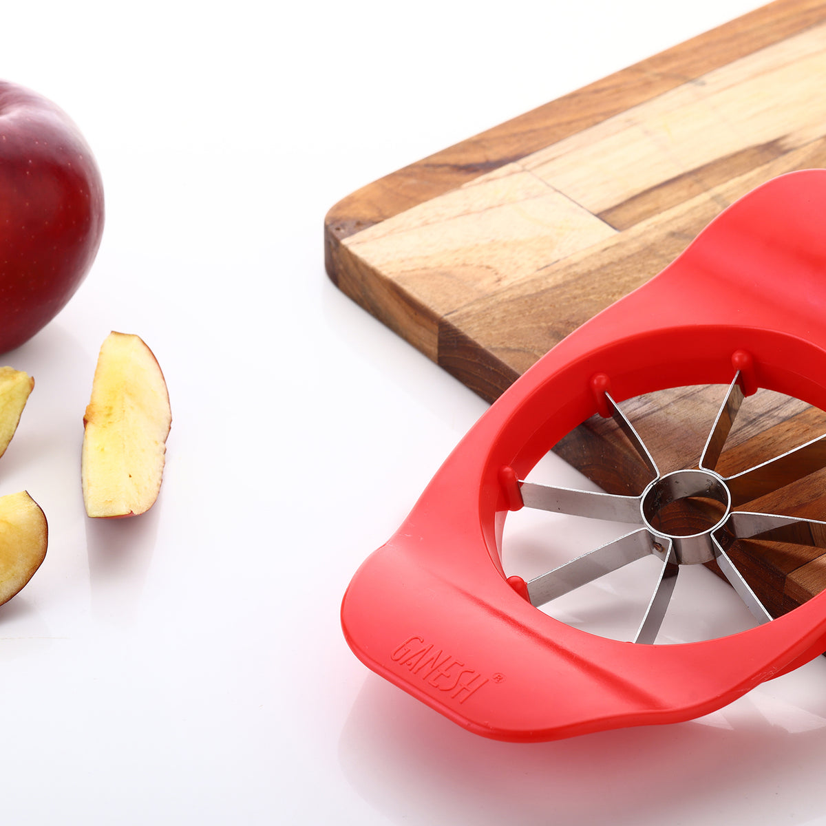 8124 Ganesh Plastic Stainless Steel Apple Cutter (Colors May Vary)