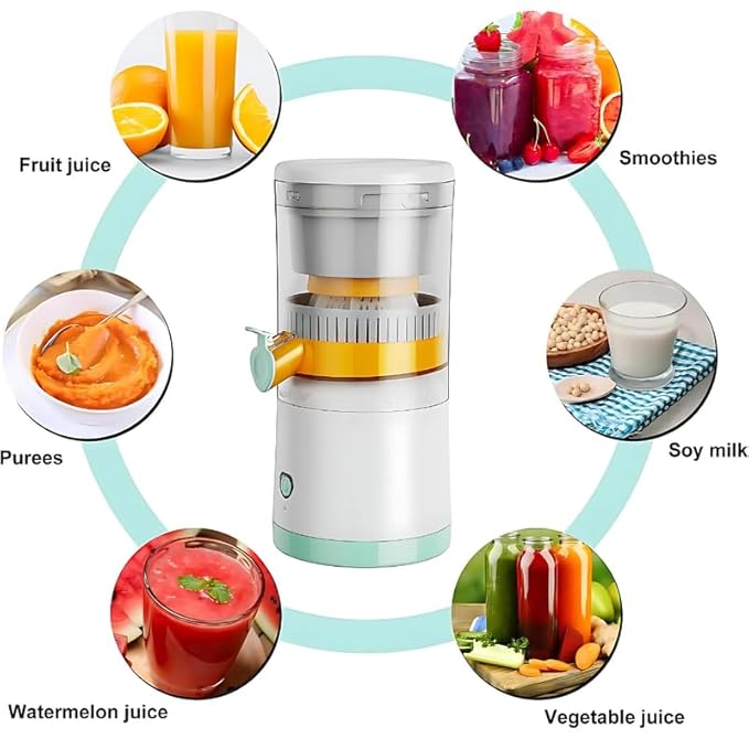 Citrus Juicer, Compact USB Charging Multifunctional Juicer with Lockable Spout for Fruits and Vegetables.