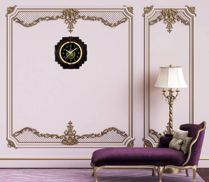 Analog Wall Clock (Brown, With Glass)