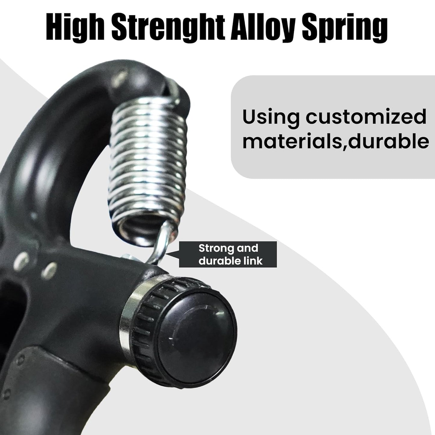 Hand grip with high strength alloy spring on a white background