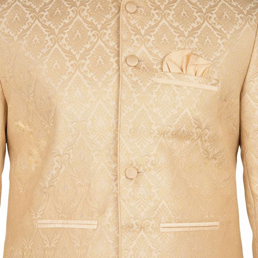 Sheriff Men's Art Silk Kurta Pyjama (Gold and White, 36)