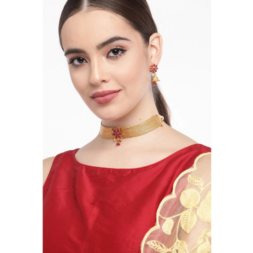 Generic Women's Rose Gold Plated Alloy Necklace & Earings Set (Gold)
