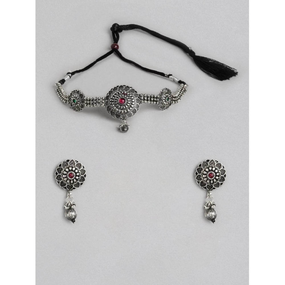 Generic Women's Rose Gold Plated Alloy Necklace & Earings Set (Silver)