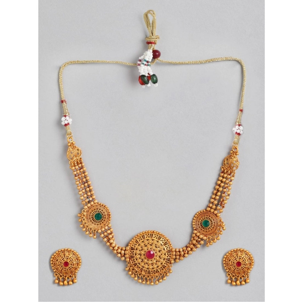 Generic Women's Rose Gold Plated Alloy Necklace & Earings Set (Multicolor)