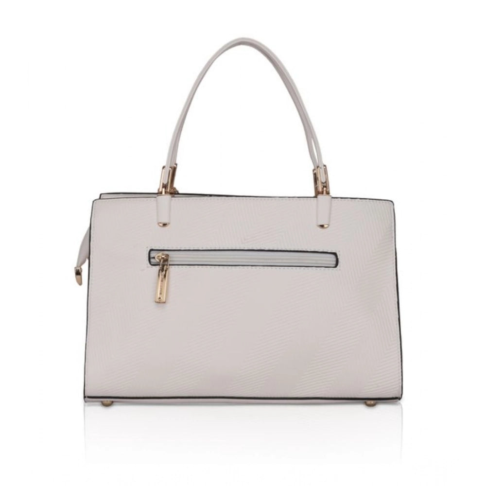 Generic Women's Faux Leather Textured Adjustable Long Belt Handbag (White)