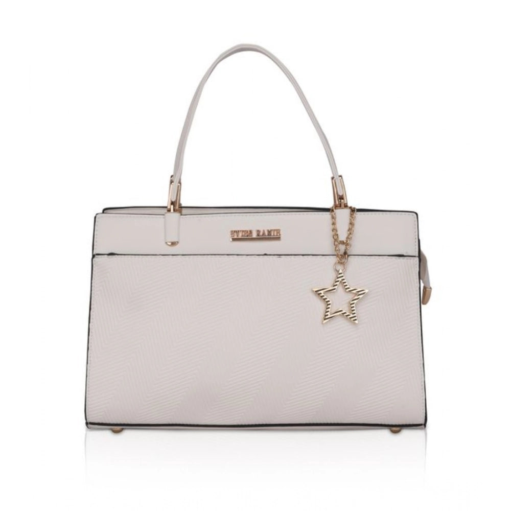 Generic Women's Faux Leather Textured Adjustable Long Belt Handbag (White)
