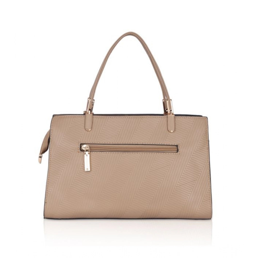 Generic Women's Faux Leather Textured Adjustable Long Belt Handbag (Khaki)