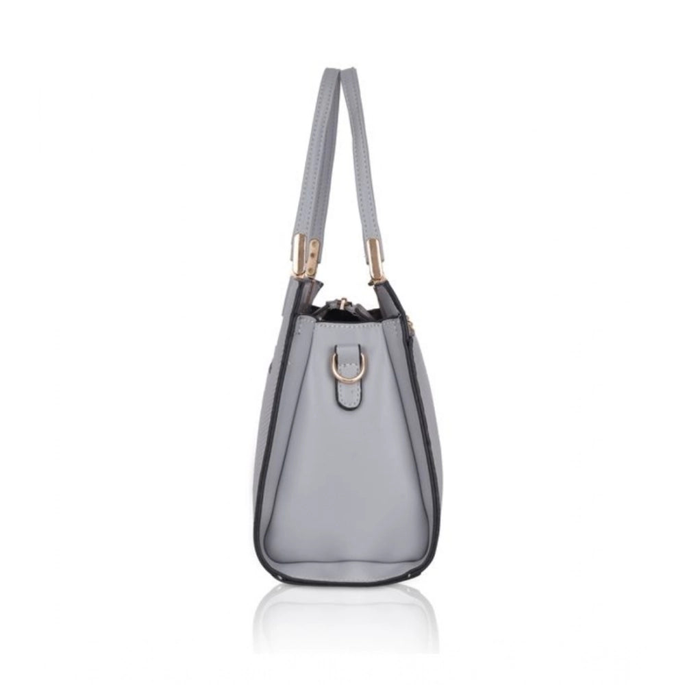 Generic Women's Faux Leather Textured Adjustable Long Belt Handbag (Grey)