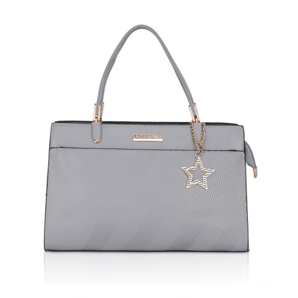 Generic Women's Faux Leather Textured Adjustable Long Belt Handbag (Grey)