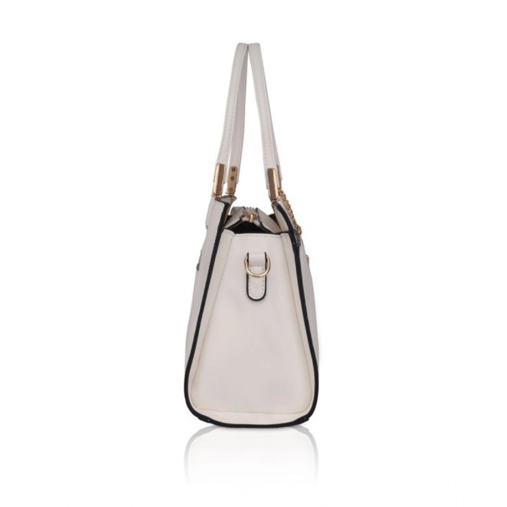 Generic Women's Faux Leather Textured Adjustable Long Belt Handbag (White)