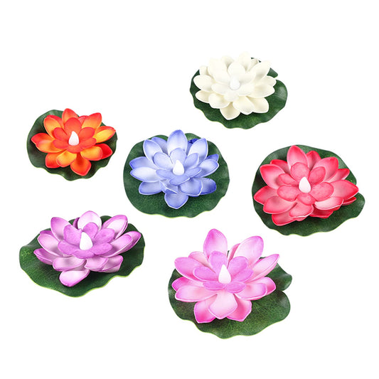 6556 Water Floating Smokeless Candles Lotus Flowers Sensor Led Tealight For Outdoor And Indoor Decoration - Pack Of 6 Candle Candle (Pack Of 6)