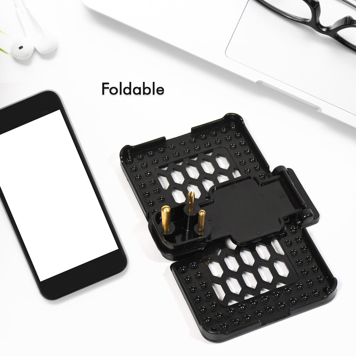 6496b Multi-purpose Wall Holder Stand For Charging Mobile Just Fit In Socket And Hang ( Black )
