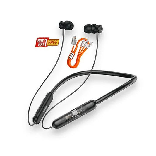Wireless Bluetooth Neckband With 3 In 1 Charging Cable