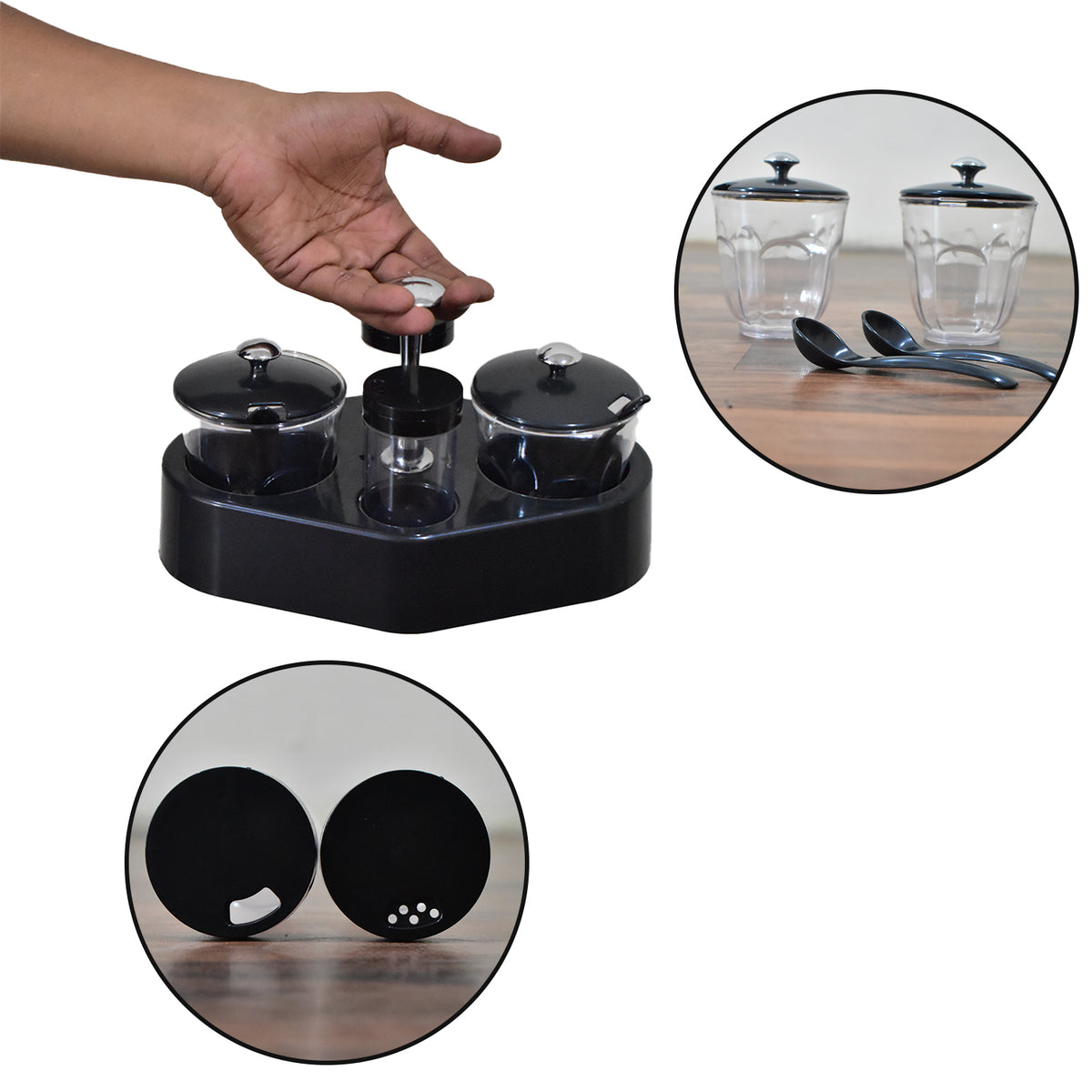 8122 Ganesh Rendy Condiment Set For Kitchen Transparent Jar For Easy To Access Spice 1 Piece Spice Set (Plastic)