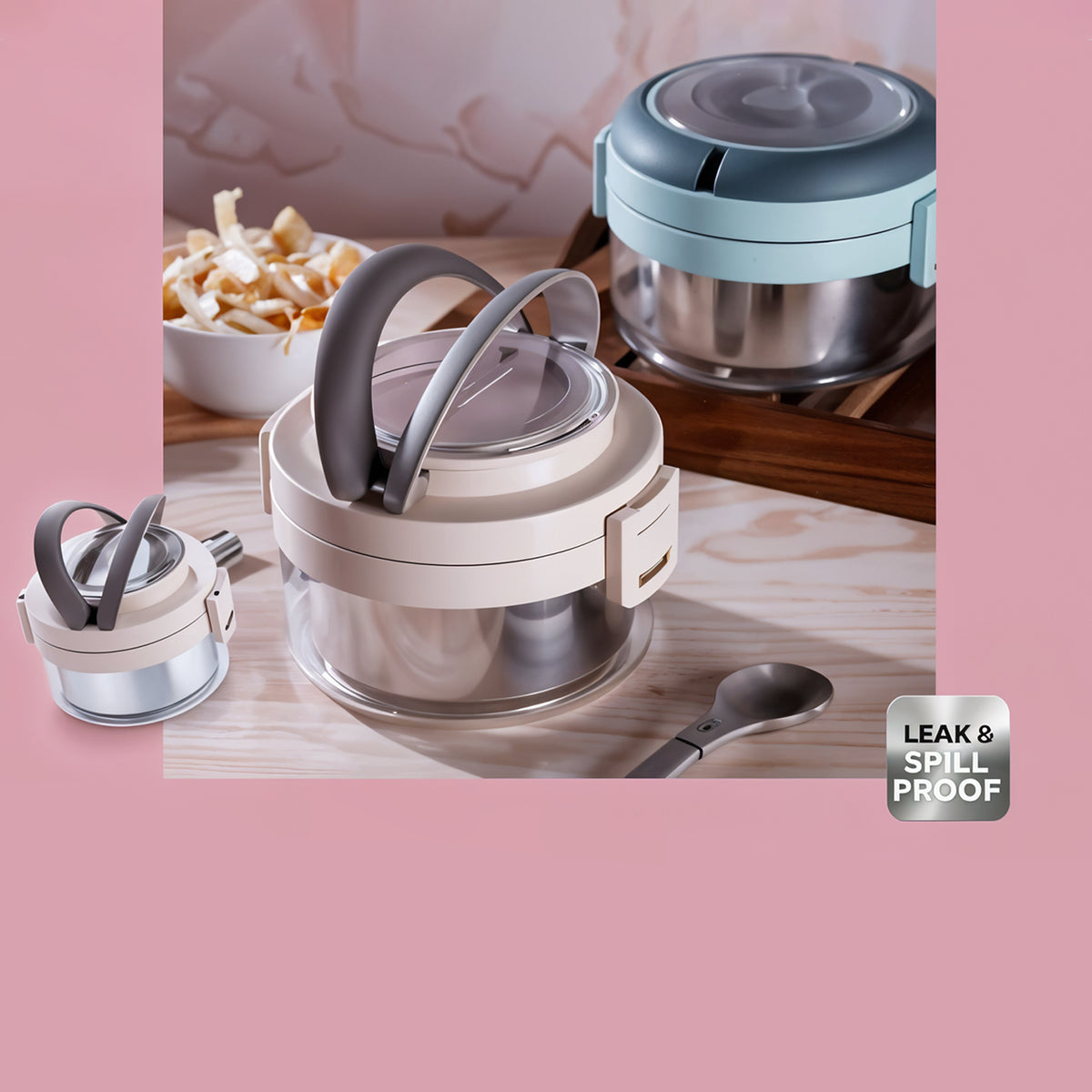 Ganesh Tiara 400ml Stainless Steel Insulated Lunch Box With Leakproof Lid Folding Spoon
