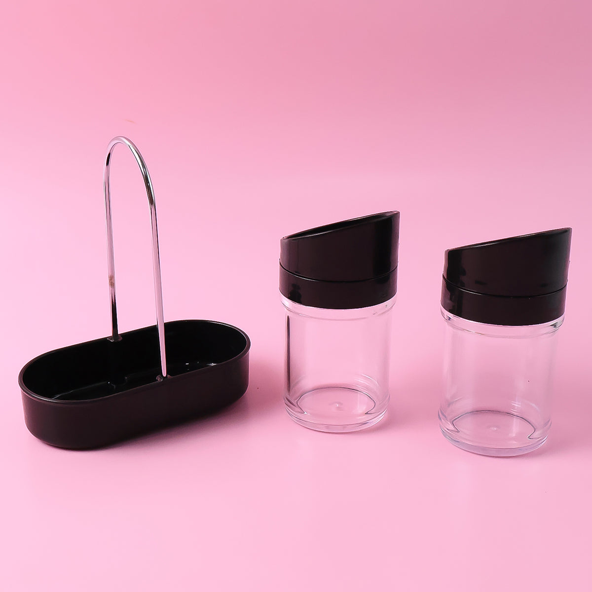Apex Helix Salt N Pepper 2-piece Plastic Jar Set With Stand