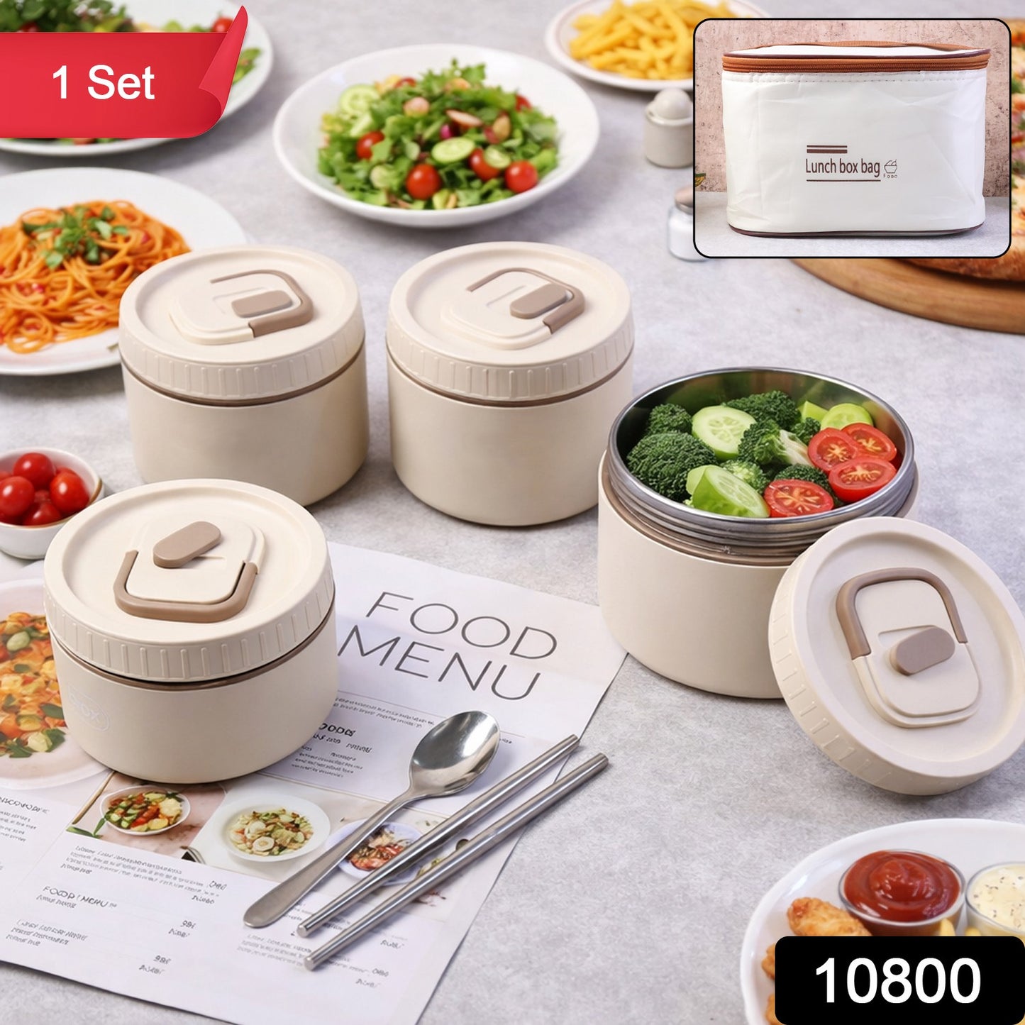Bento Style Lunch Box Set With Multiple Containers Carry Bag