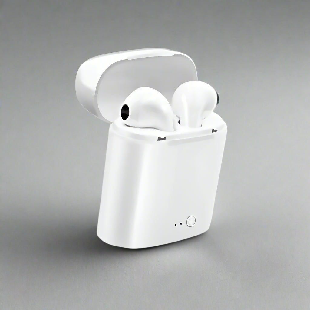 Wireless Bluetooth earbuds with a charging case