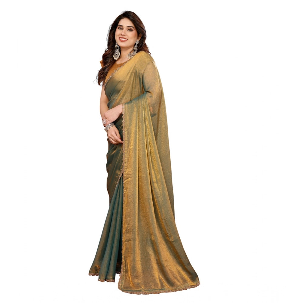 Generic Women's Georgette Printed Saree With Unstitched Blouse 5.5Mtr (Green)