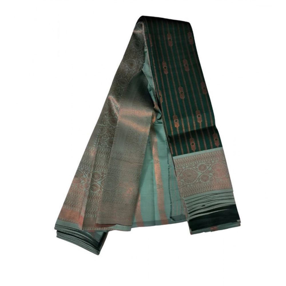 Generic Women's Soft Silk Wooven Saree With Unstitched Blouse 5.5Mtr (Green)