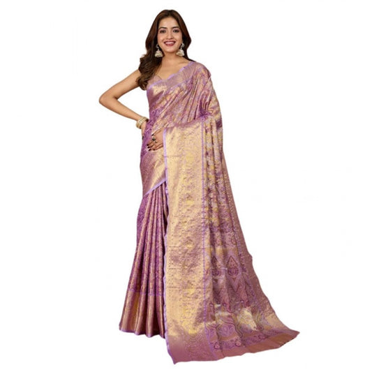 Generic Women's Jacquard Saree With Unstitched Blouse 5.5Mtr (Multicolor)