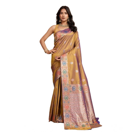 Generic Women's Faux_Banarasi_Silk Woven Saree With Unstitched Blouse 5.5Mtr (Mustard)