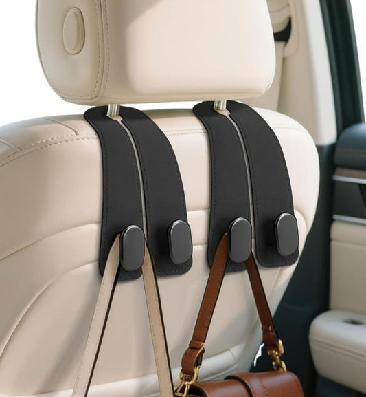 Generic Pack of 2 Leather Car Seat Headrest Hook (Black)