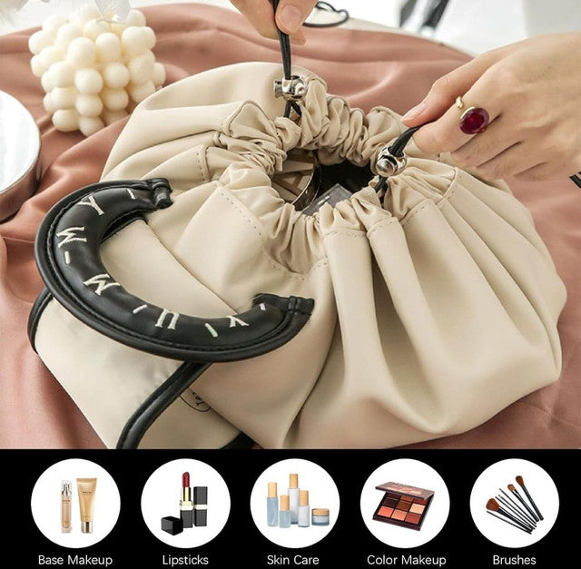 Generic Polyester Lazy Makeup Organizer Bag (Beige-Black)