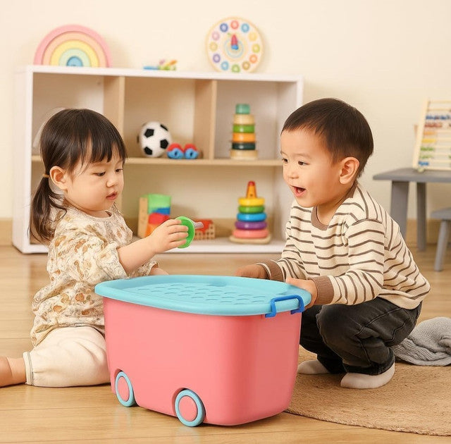 Generic Plastic 45 L Rolling Toy Storage Box� (Multicolor)