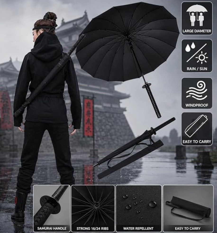 Generic Metal-Plastic Katana Umbrella (Black)