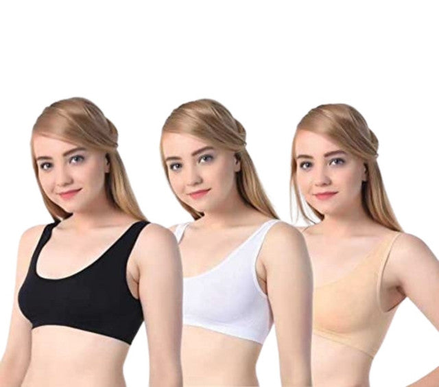 Generic Cotton Blend Women's Air Bra Free Size (Multicolor)