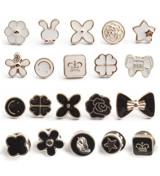 Generic Pack of 2 Metal 20 Pieces Brooch Pin for Women Jeans Shirt Coat Dress Clothes Sweater Hat Bags Brooch (Multicolor)