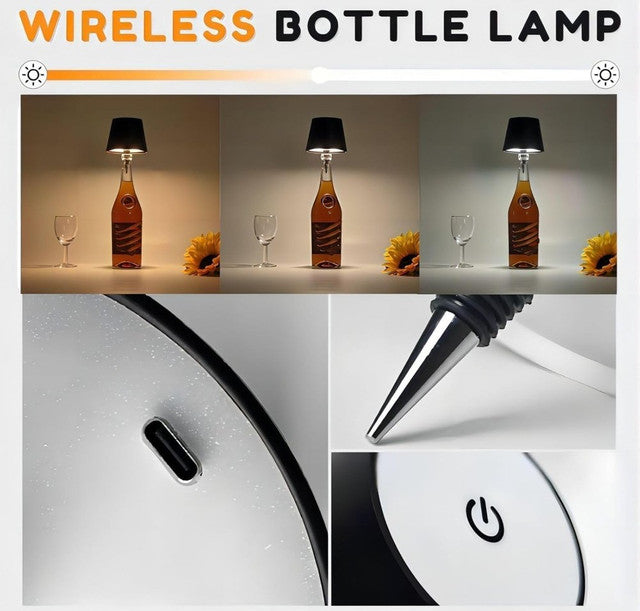 Wireless Wine Bottle Lamp (Black)