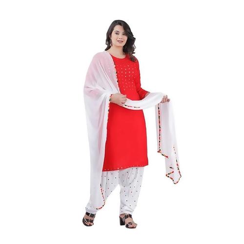 Premium Rayon Embroidery Kurta with Patiyala Pajama and Dupatta