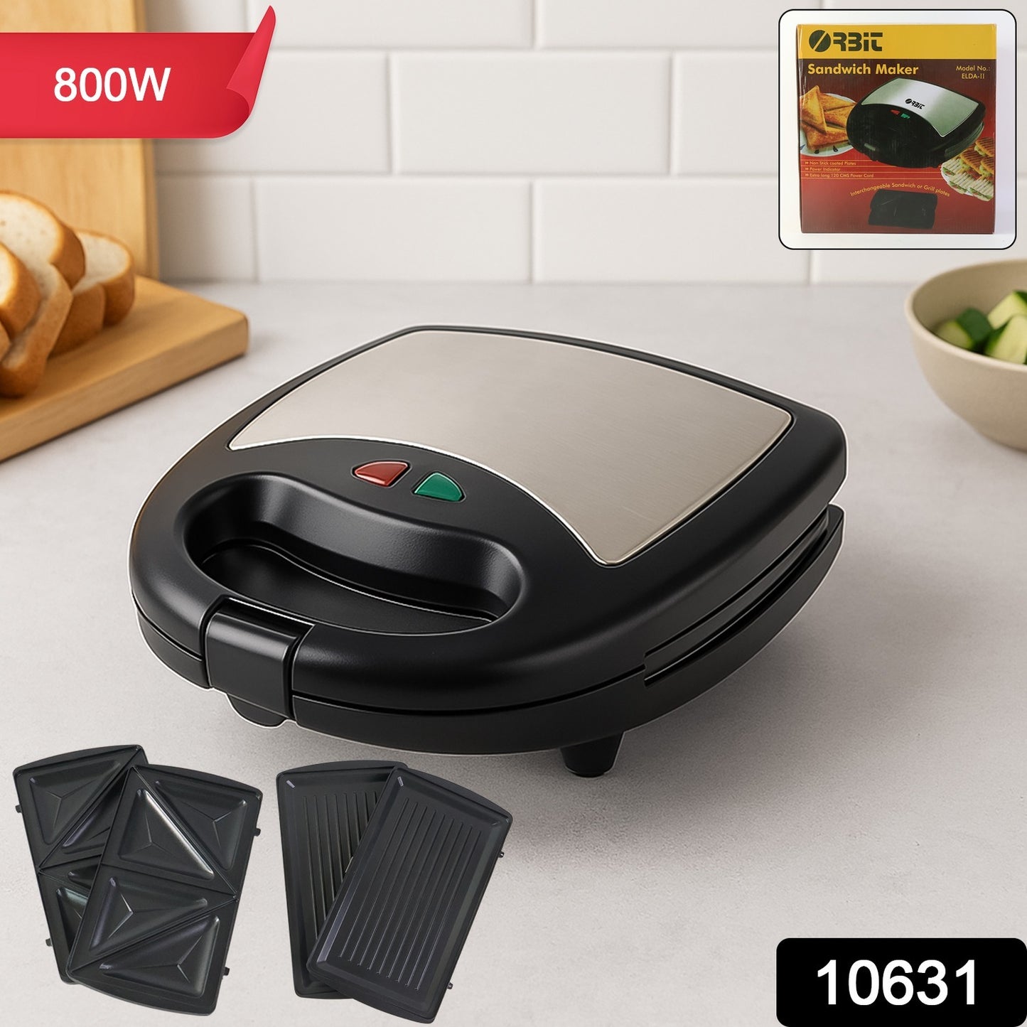 Orbit Sandwich Maker With Interchangeable Plates (800w 1 Pc)