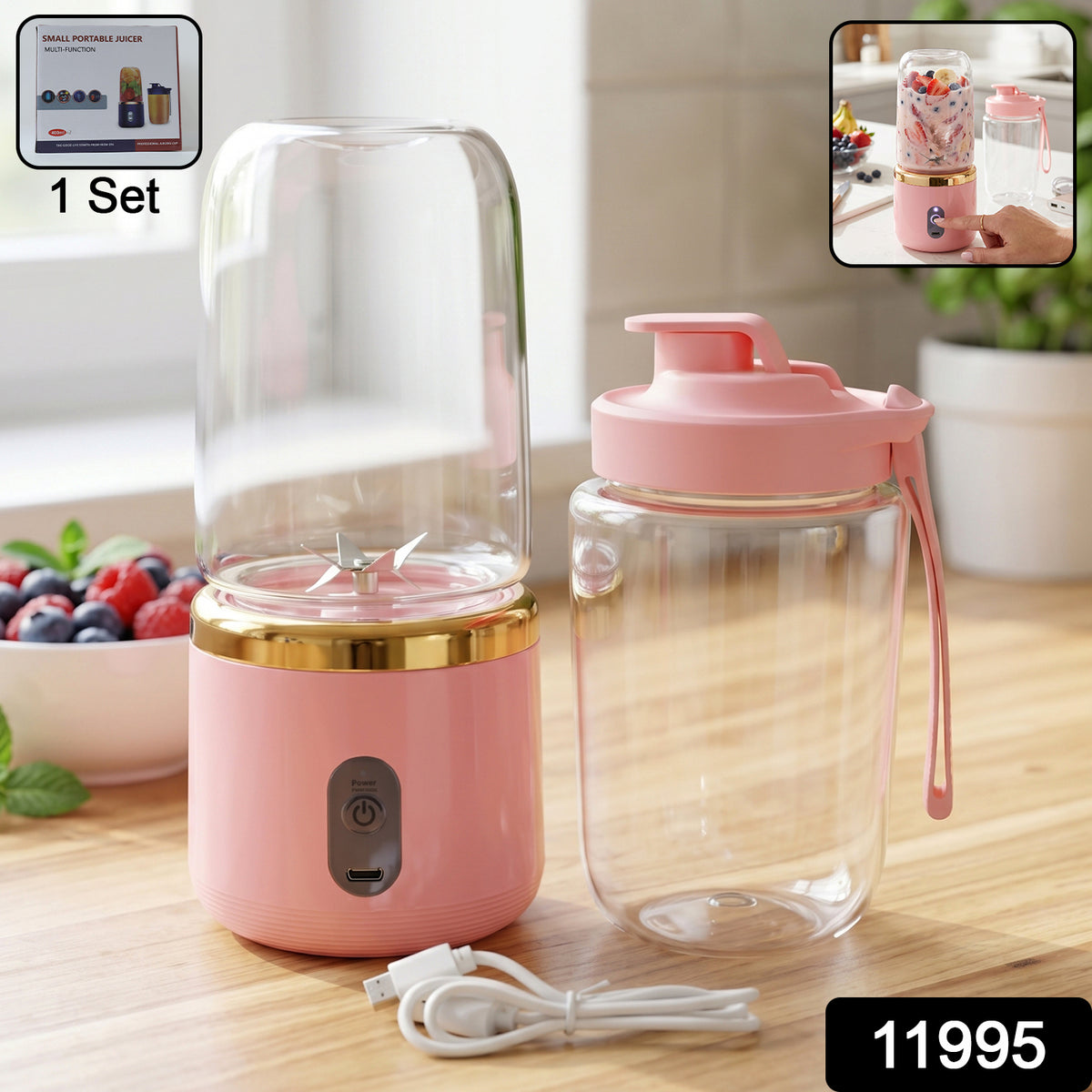 Portable Electric Juicer Cordless Usb Rechargeable For On-the-go