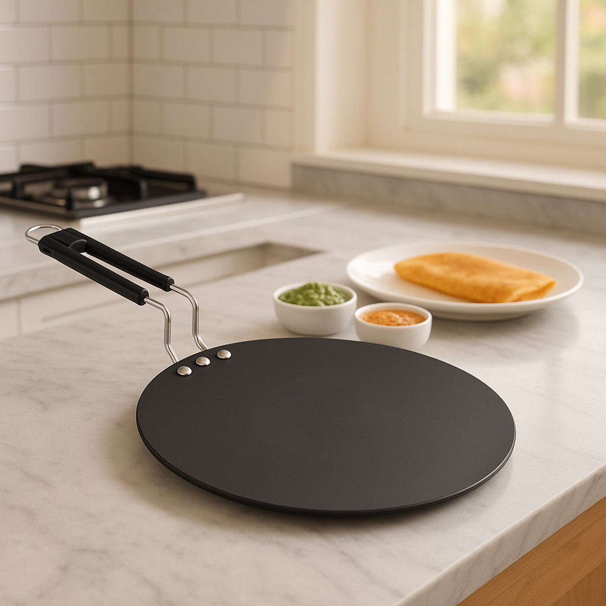 Compact Non-stick Flat Roti Tawa (9 Inch 1 Pc)
