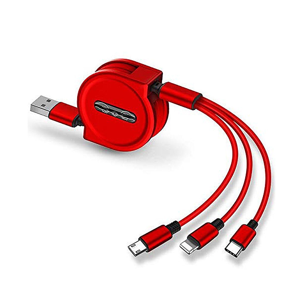 Multi Retractable 3 in 1 Charging Cable for Android, iOS and Type-C devices
