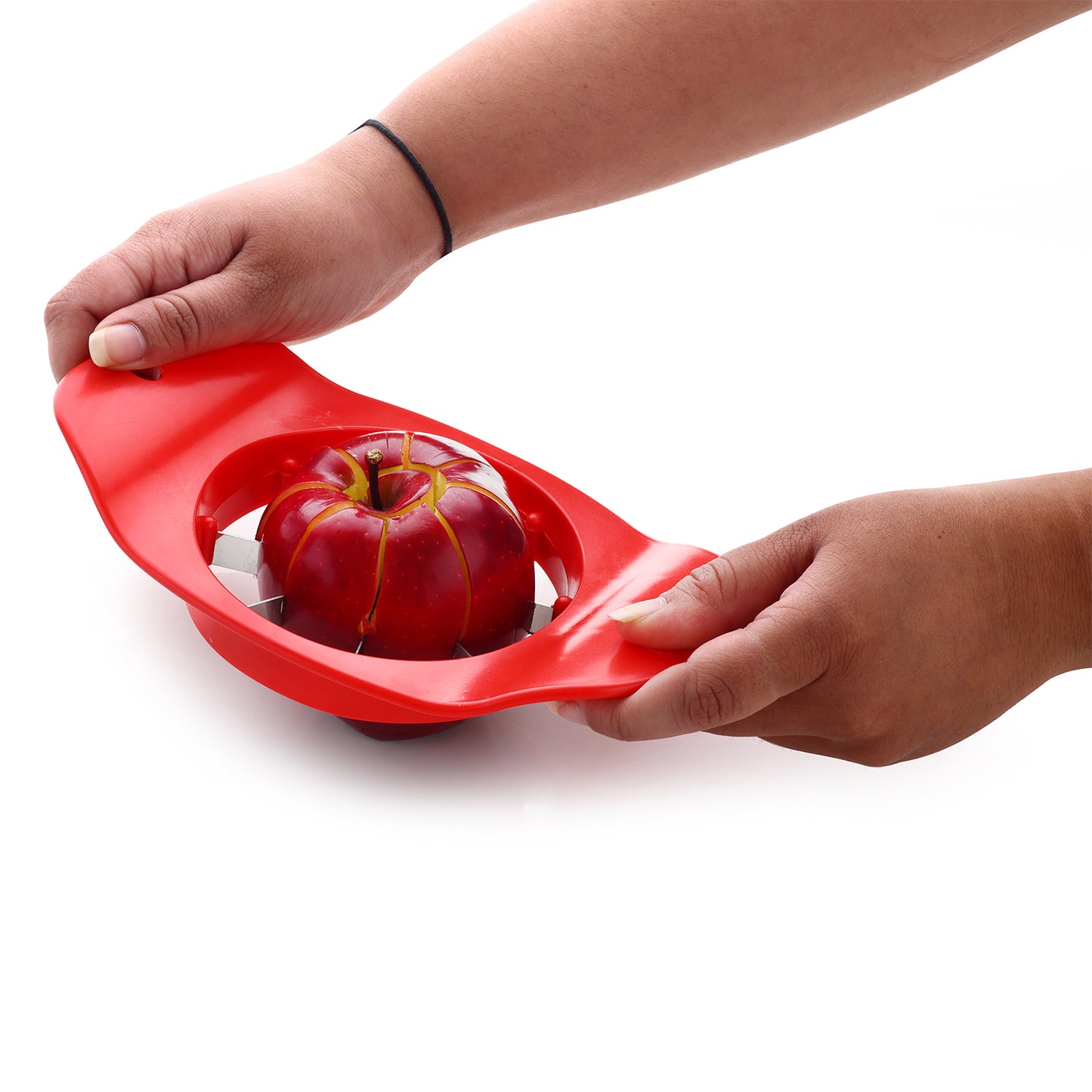 8124 Ganesh Plastic Stainless Steel Apple Cutter (Colors May Vary)