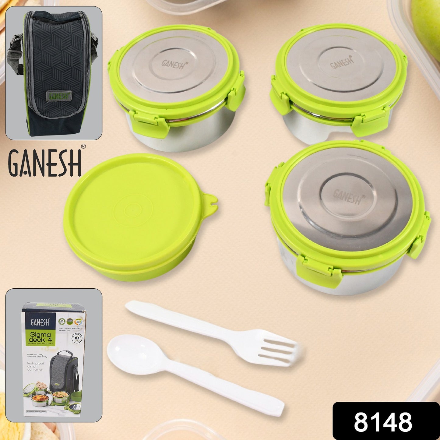 Stainless Steel Tiffin Lunch Box Container Dabba With 4 Side Clip Lock Lid For Office School Use Food Grade Air Tight Easy To Carry Leak Proof