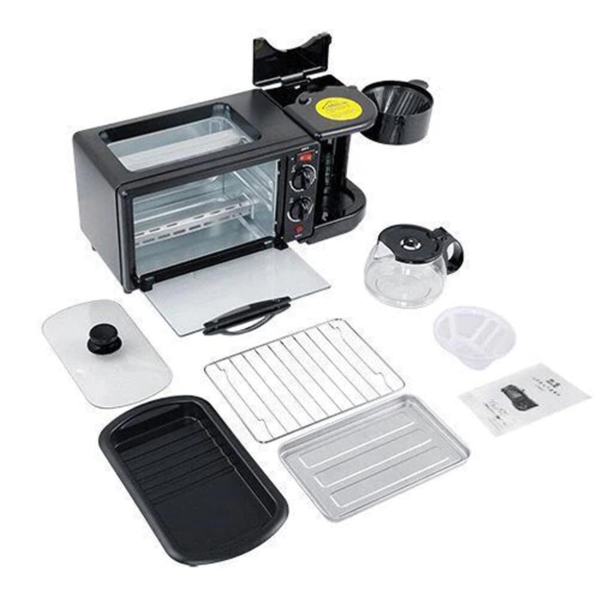 2788 3 In 1 Breakfast Maker Portable Toaster Oven Grill Pan Coffee Maker Full Breakfast Ready At One Go
