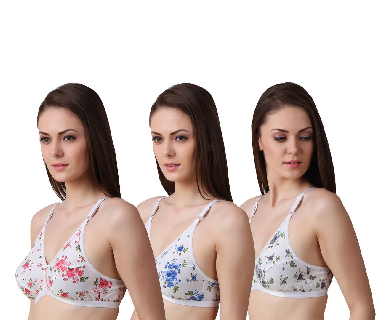Women's Regular Cotton Wear Assorted Colour Print Bra Pack Of 3