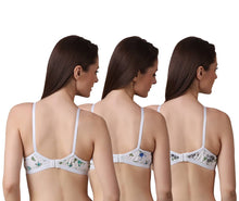 Load image into Gallery viewer, Women&#39;s Regular Cotton Wear Assorted Colour Print  Bra Pack Of 3