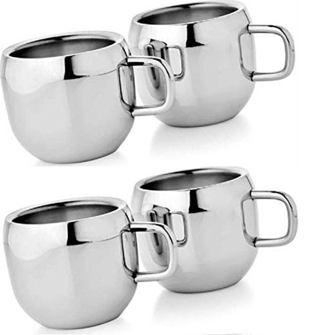 Stainless Steel Cup Set, Set of 4, Silver