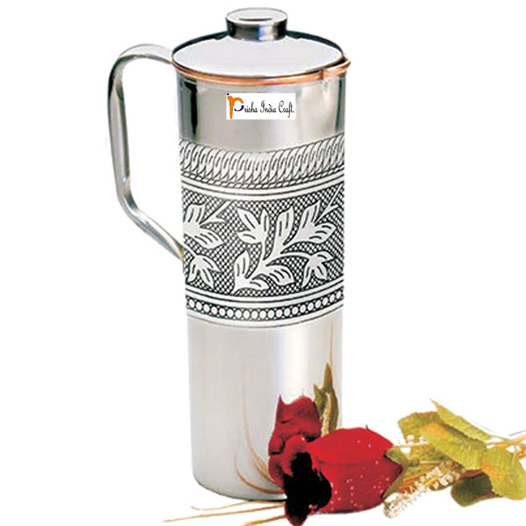 Silver Pure Copper Jug Pitcher 900 ML