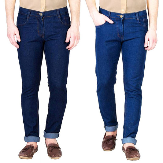 Multicoloured Cotton Spandex Slim Fit Trendy Jeans Pack Of 2
