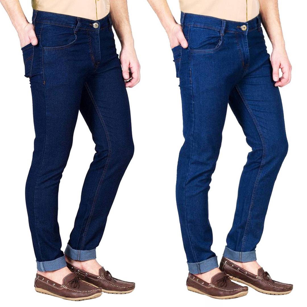 Multicoloured Cotton Spandex Slim Fit Trendy Jeans Pack Of 2