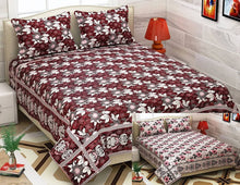 Load image into Gallery viewer, Queen Size Reversible Bedsheet With 2 Pillowcovers
