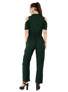 Women's Crepe Green Casual Jumpsuit
